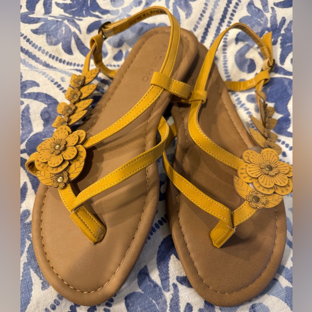 Elegant Mustard Floral Sandals